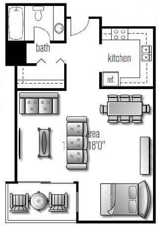 layout studio apartment brand new unit